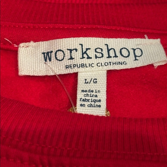 NWT Workshop Republic Clothing Red Sweatshirt with Teddy Bear & Plaid Detail- L - Picture 8 of 9